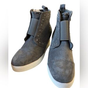Let’s See Style Grey Faux Suede Wedge Sneakers Size 10